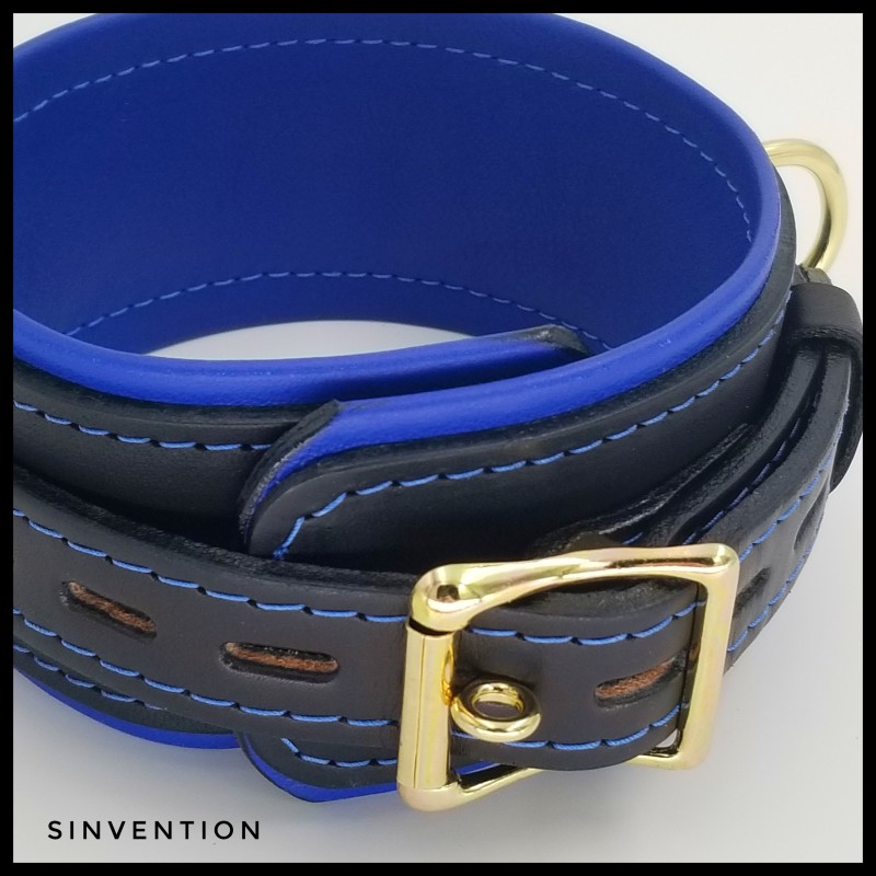 Purgatory Slave Collar Black & Blue with Brass