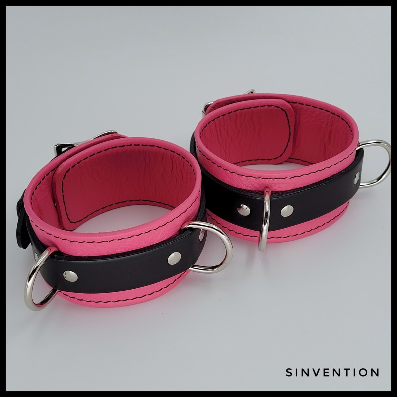 Salvation Ankle Cuffs in Bright Pink & Black