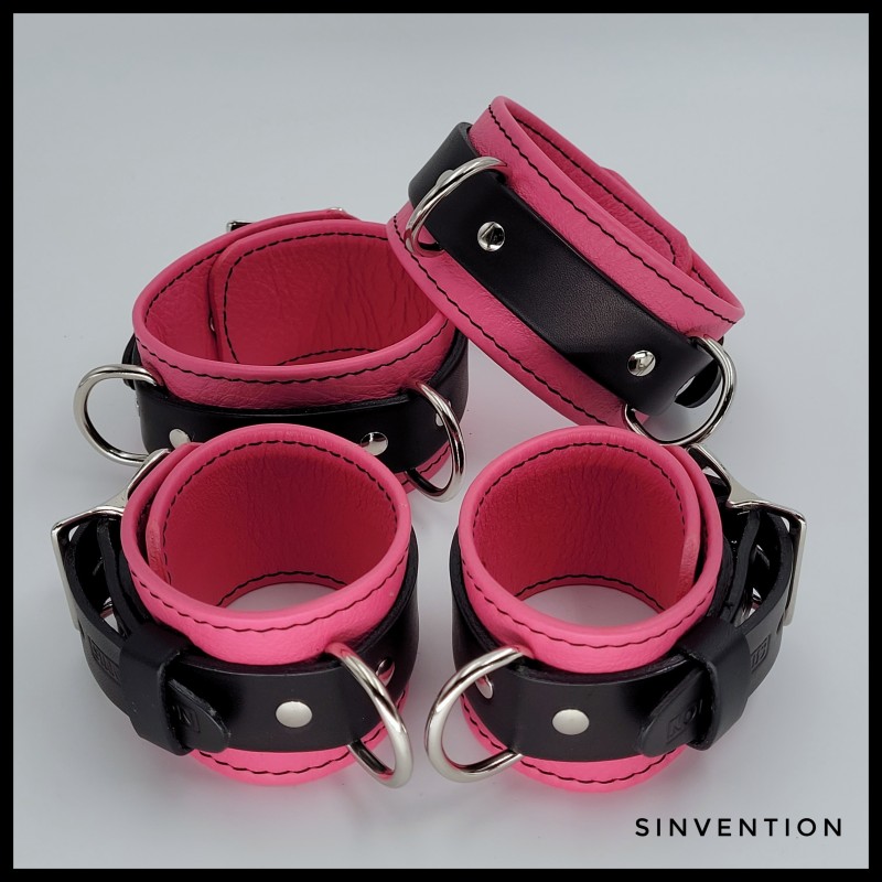 Salvation Wrist Cuffs in Bright Pink & Black