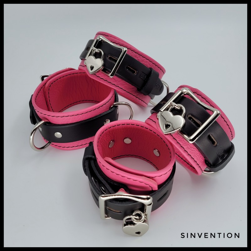 Salvation Wrist Cuffs in Bright Pink & Black