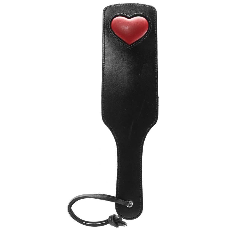 Black Leather Paddle with Red Heart