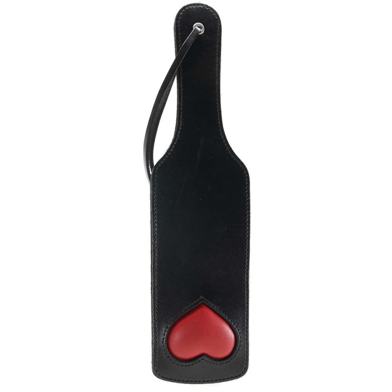Black Leather Paddle with Red Heart