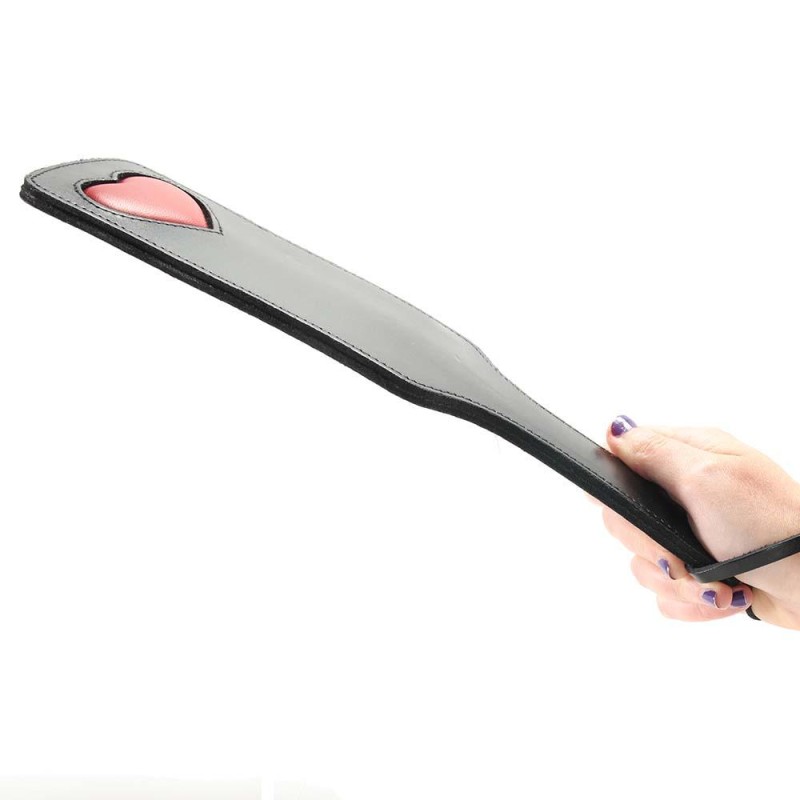 Black Leather Paddle with Red Heart