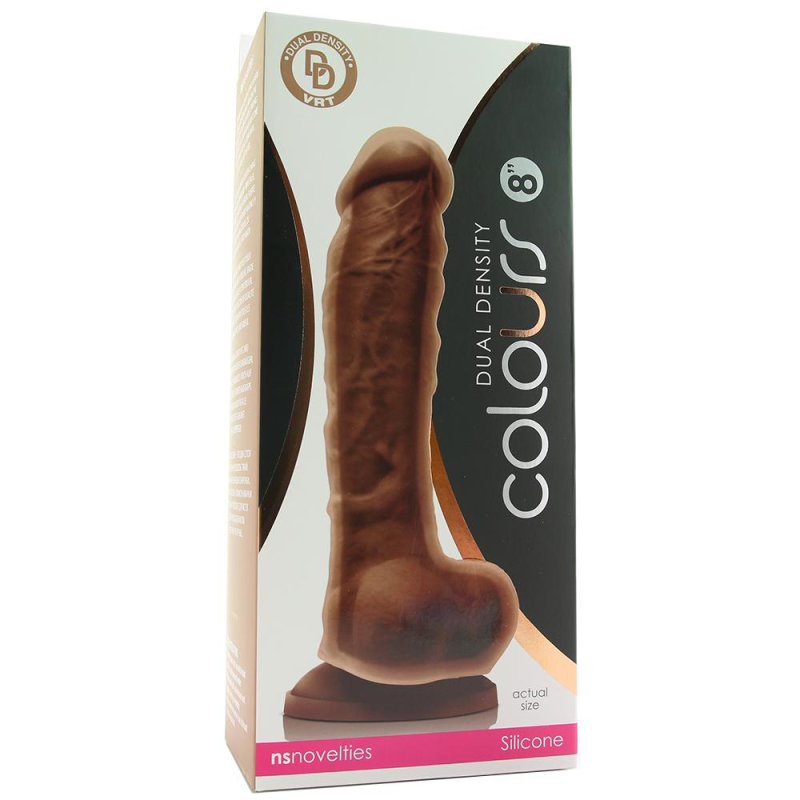 Colours Dual Density 8 Silicone Dildo Brown