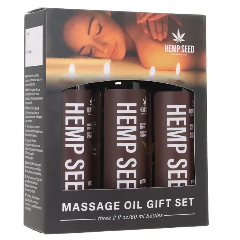 Hemp Seed Massage Oil Gift Set in 3 x 2oz/60ml