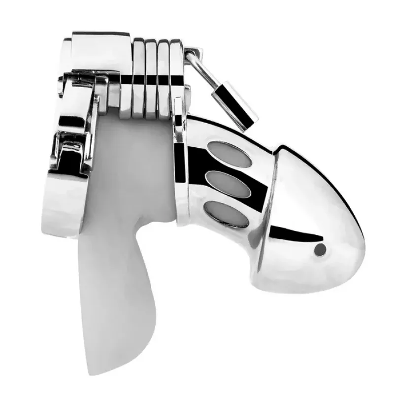 Blue Line Obedience Stainless Steel Chastity Cage