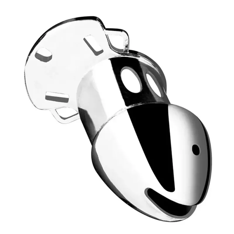 Blue Line Obedience Stainless Steel Chastity Cage