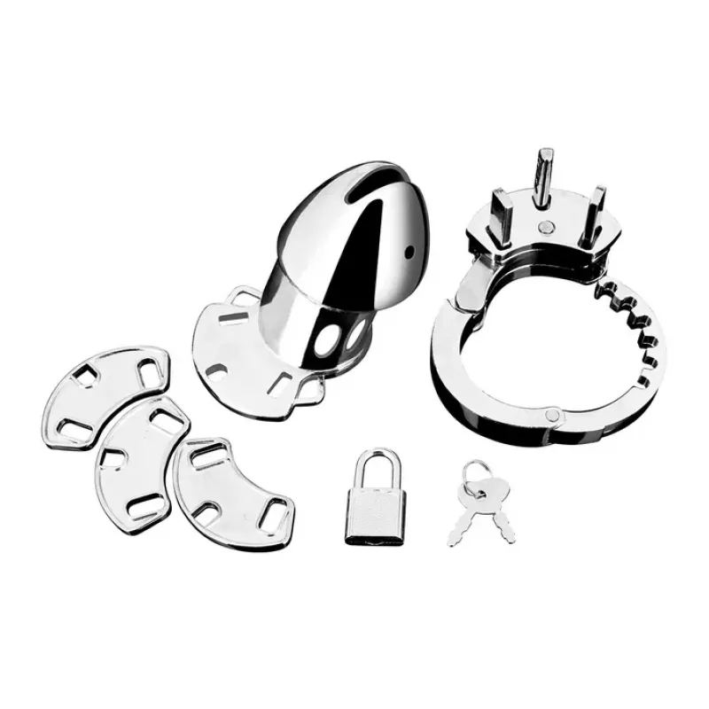 Blue Line Obedience Stainless Steel Chastity Cage