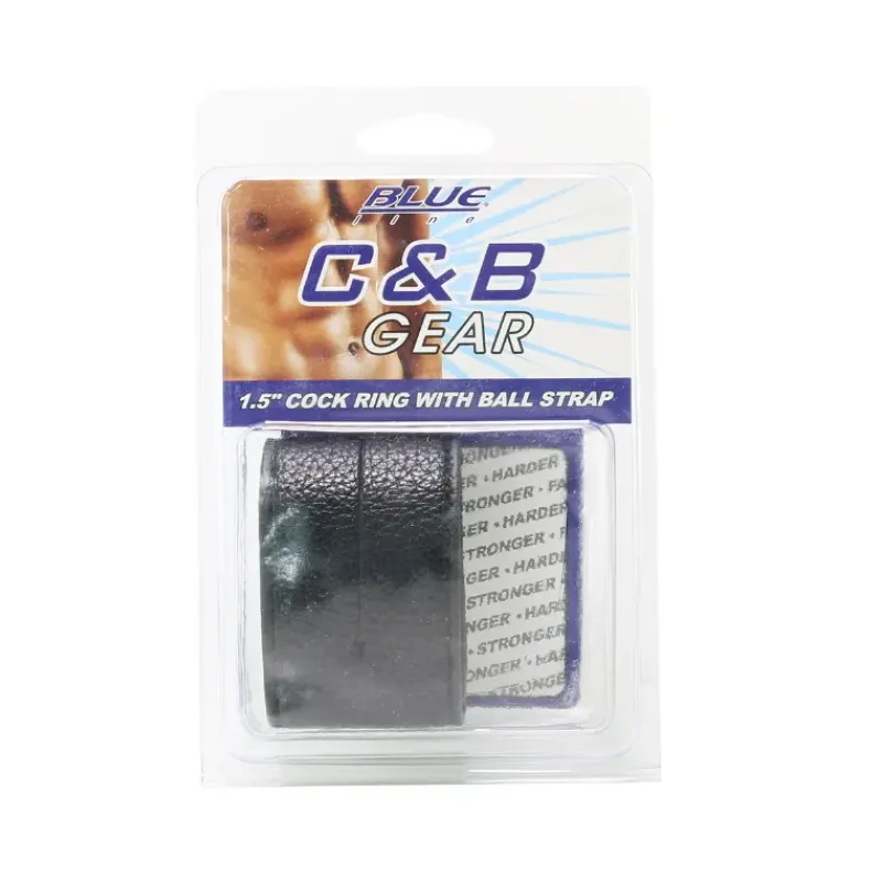 Blue Line 1.5 Inch Cock Ring with Ball Strap