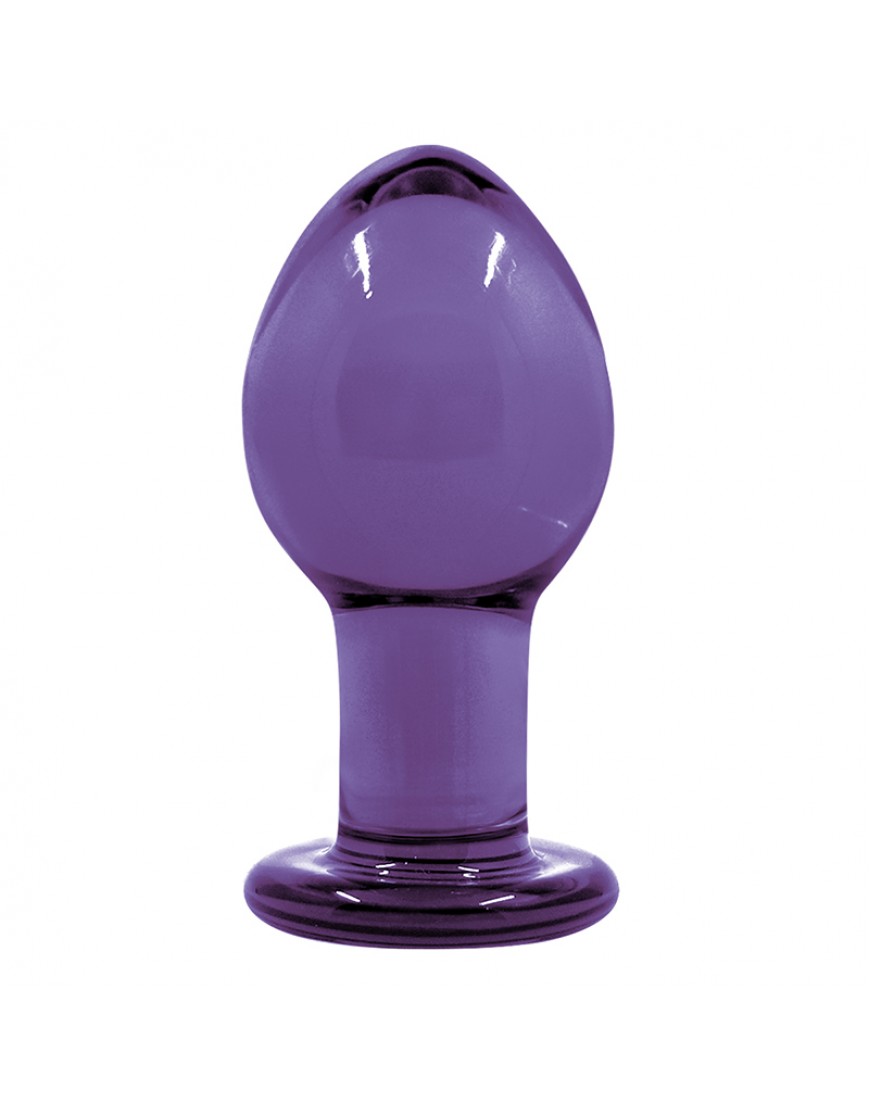 Crystal Premium Glass Medium Butt Plug in Purple