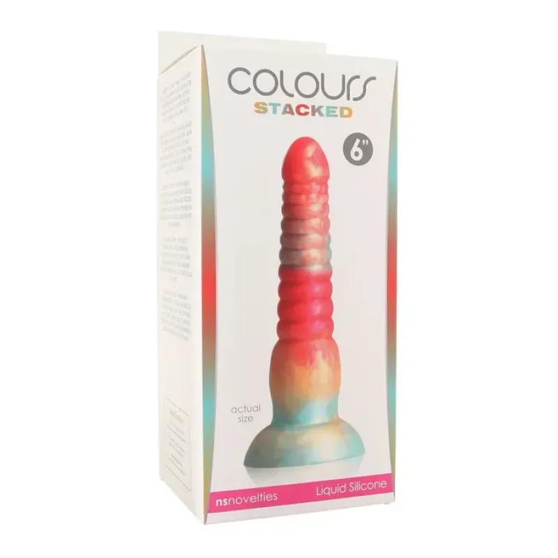 Colours Stacked 6 Inch Silicone Dildo in Red/Gold