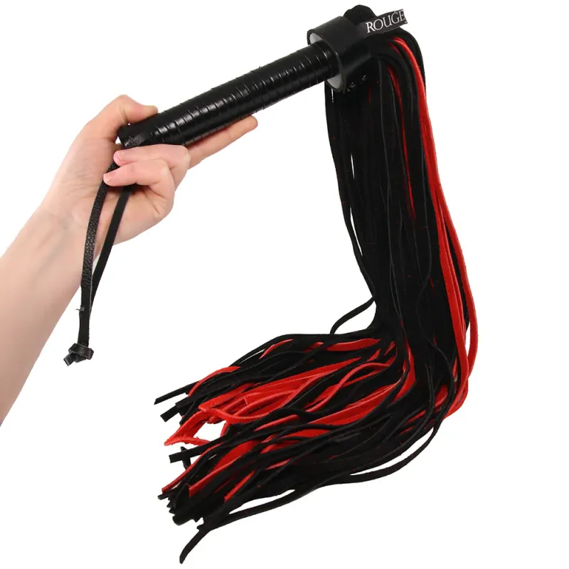 Long Suede Flogger in Black & Red