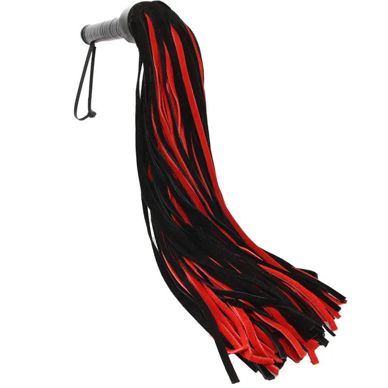 Long Suede Flogger in Black & Red