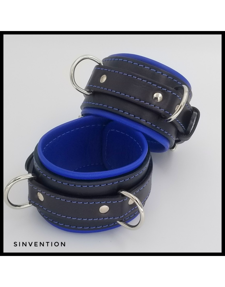 Deluxe Ankle Cuffs Black & Blue