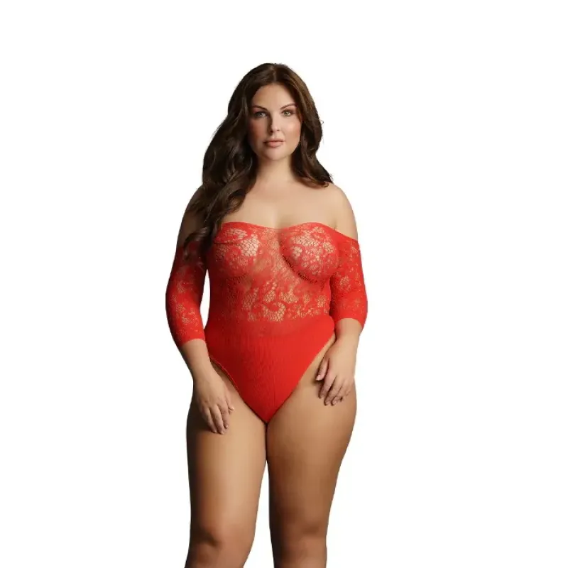 Le Désir Red Crotchless Rhinestone Teddy Queen