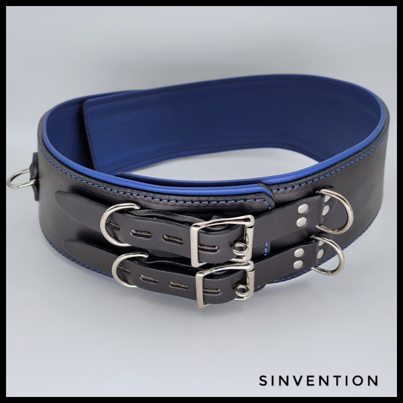Purgatory Contour Bondage Belt - Black & Blue
