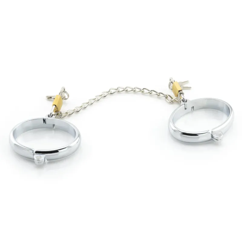 Oval Metal Medium Locking Cuffs with Chain