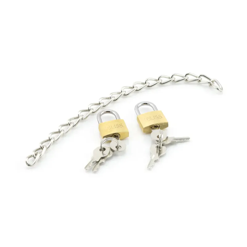 Oval Metal Medium Locking Cuffs with Chain