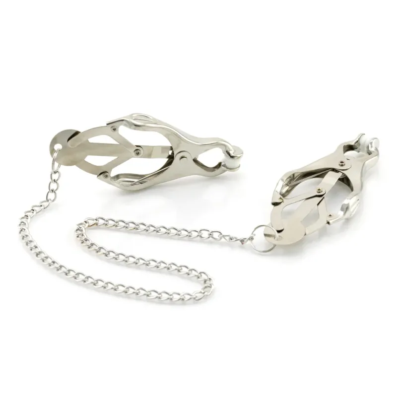 Clover Butterfly Nipple Clamps with Chain - Silver