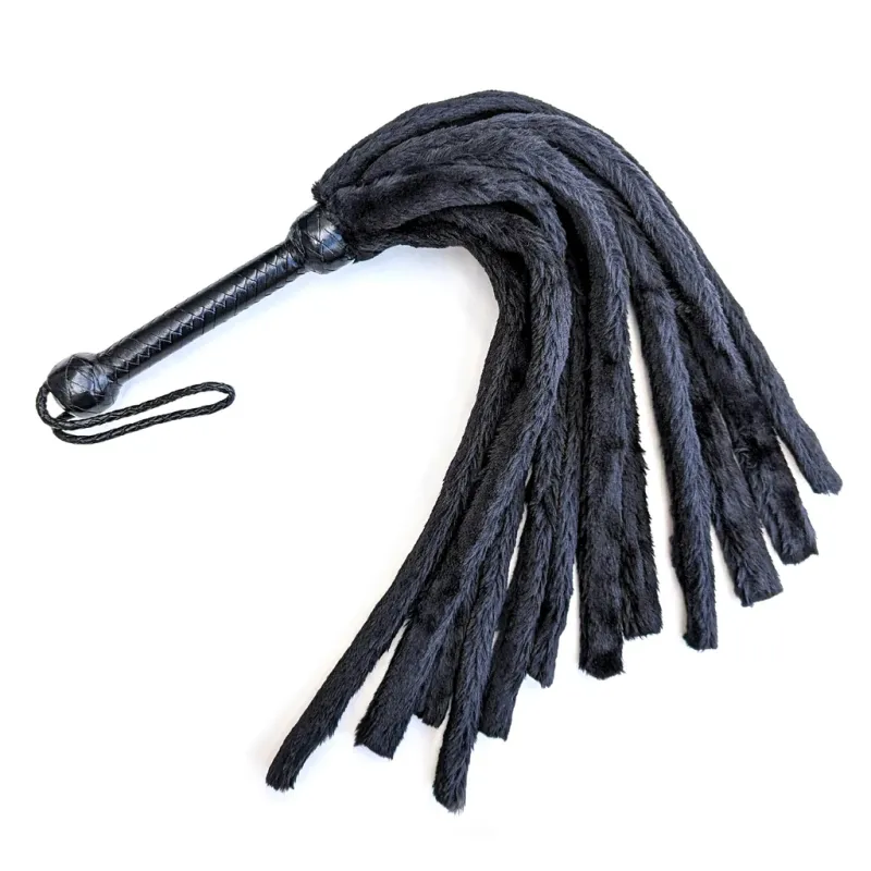 12 Tail Faux Fur Flogger - Black