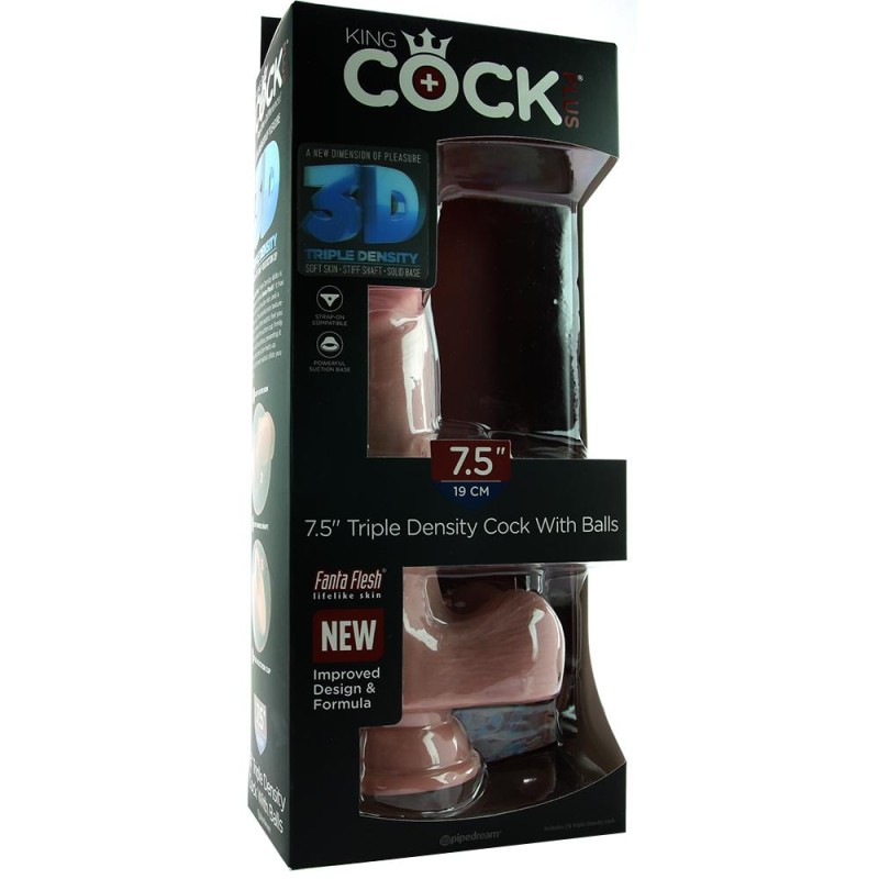 King Cock Plus Triple Density 7.5 Inch Ballsy Cock in Light