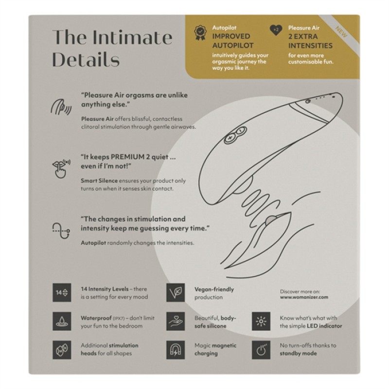 Womanizer Premium2 Clitoral Stimulator in Grey/Silver